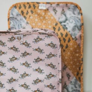 Free People Pink and Mustard Paisley Cosmetic Bag Set
